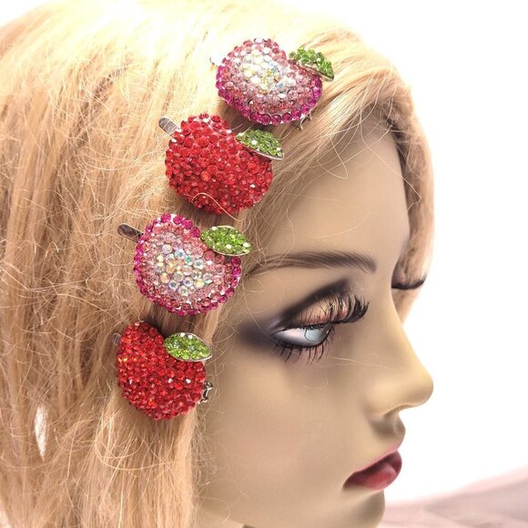 Girls Shiny Hair Clips Red and Pink Hair Clips Magnetic - Picture 1 of 13